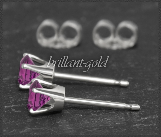 Ohrstecker 585 Gold Rhodolith dunkel rosa 4,5,6,7mm